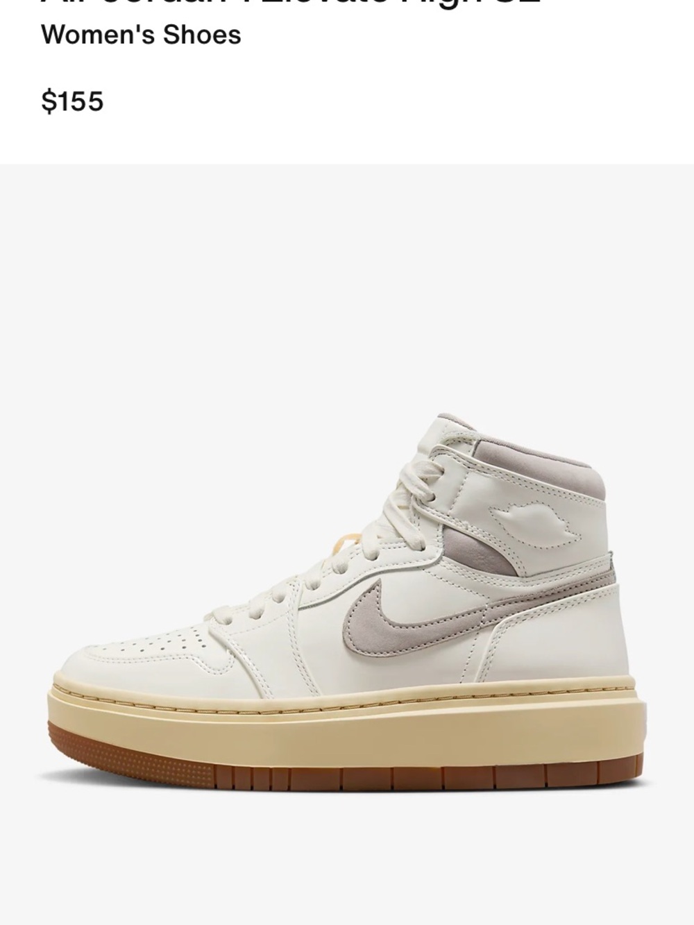 Nike Women’s Cream High-Top Platform Sneaker with Taupe Swoosh